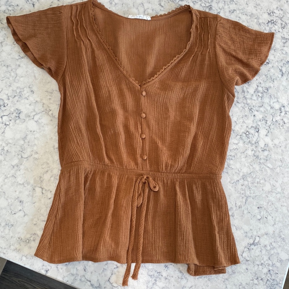 Golden Rust Colored Peplum Blouse
